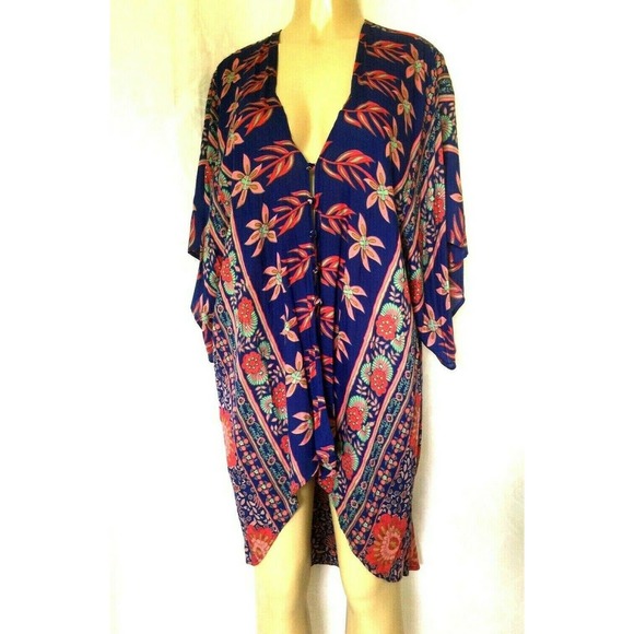 Flynn Skye Stevie Kimono Top Low High Button Flora - Picture 3 of 8